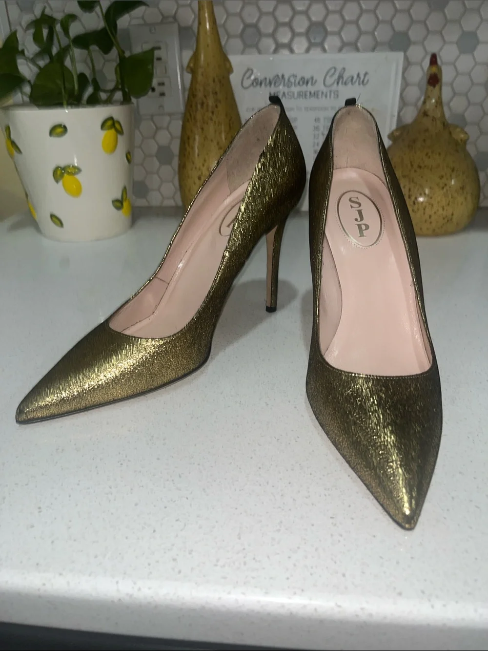 SJP by Sarah Jessica Parker Metallic Bronze Pointed-Toe Pumps